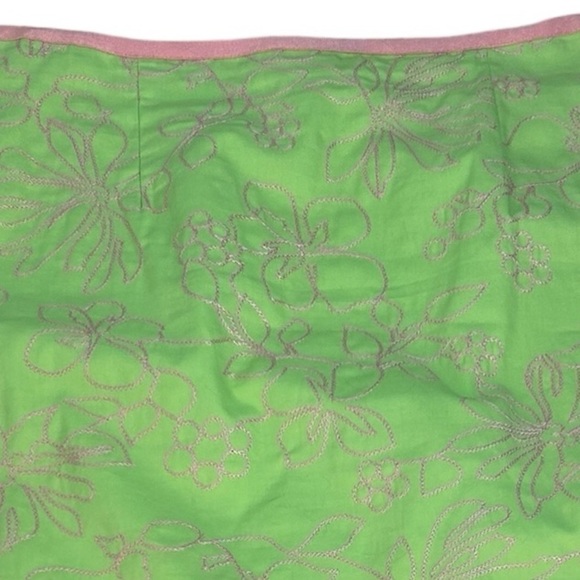 Liz Claiborne Women SZ 6 Neon Green Pink Floral Embroidery Skirt Y2k 80s 90s - Picture 3 of 9